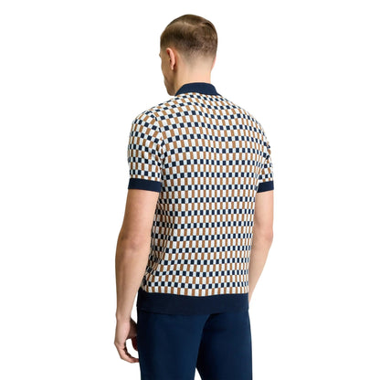 Buy Ben Sherman Short Sleeve All Over Jacquard Polo - Dark Navy | Short-Sleeved Polo Shirtss at Woven Durham