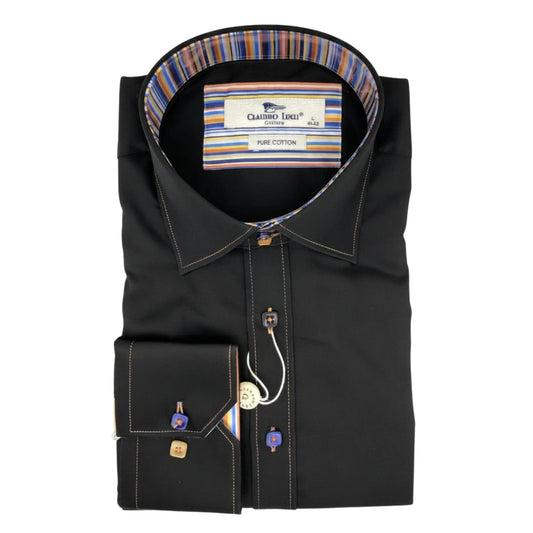Buy Claudio Lugli Signature Long Sleeve Shirt - Black | Long-Sleeved Shirtss at Woven Durham