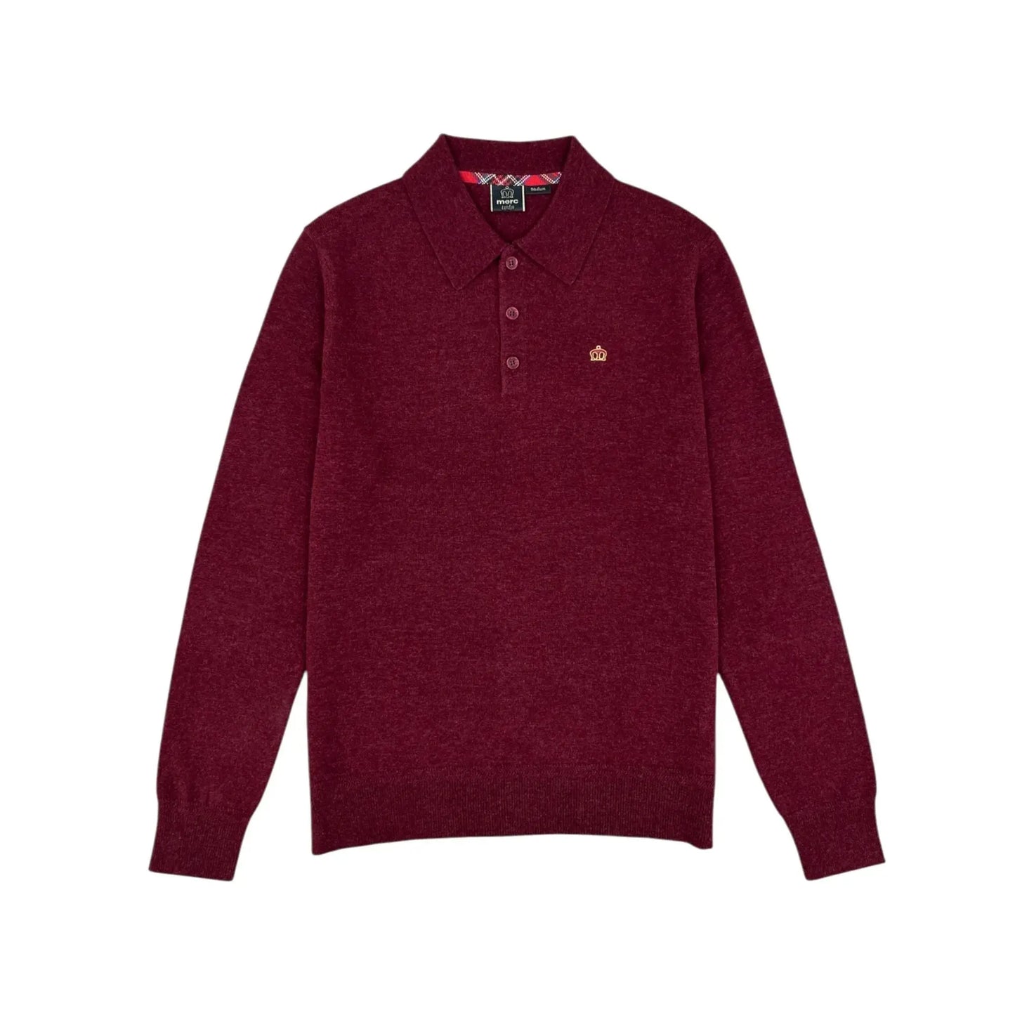 Buy Merc London Spey Long-Sleeved Polo - Burgundy | Short-Sleeved Polo Shirtss at Woven Durham