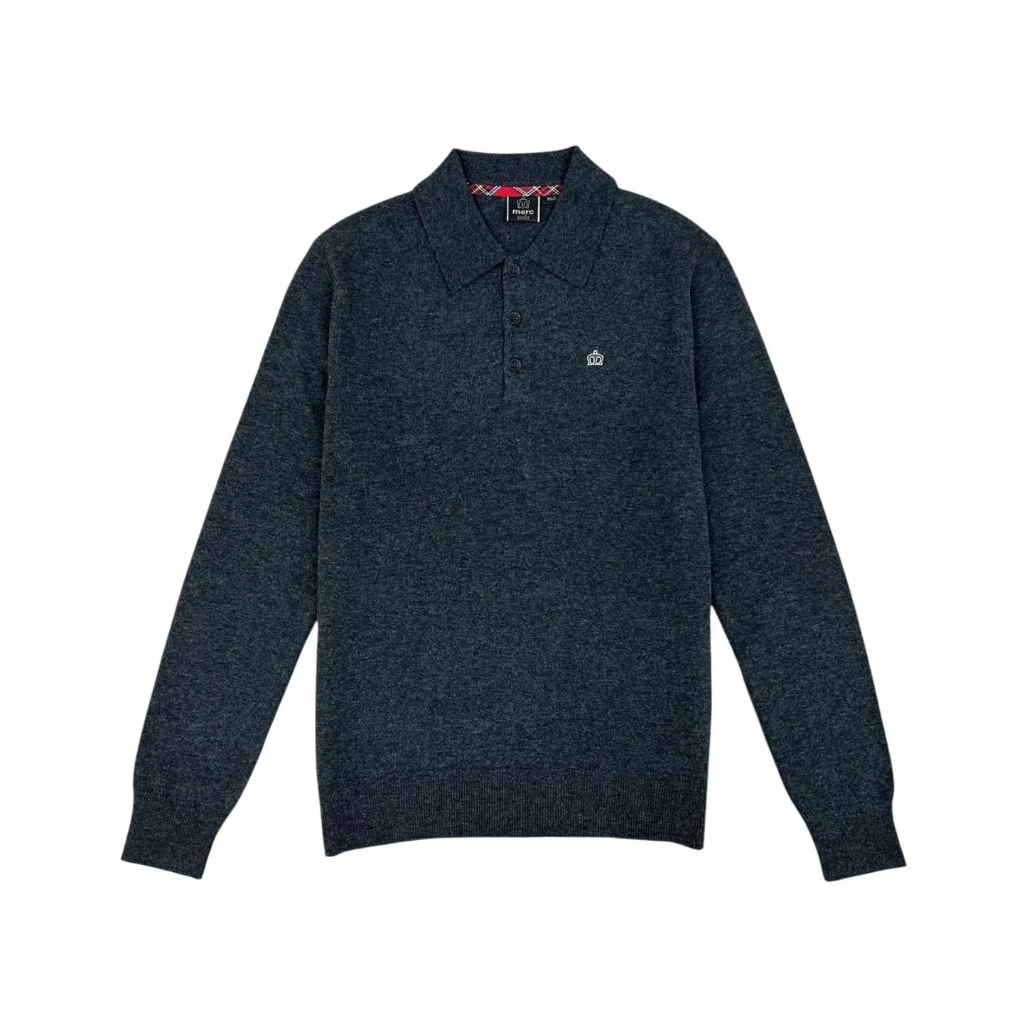 Buy Merc London Spey Long-Sleeved Polo - Marl Charcoal | Short-Sleeved Polo Shirtss at Woven Durham