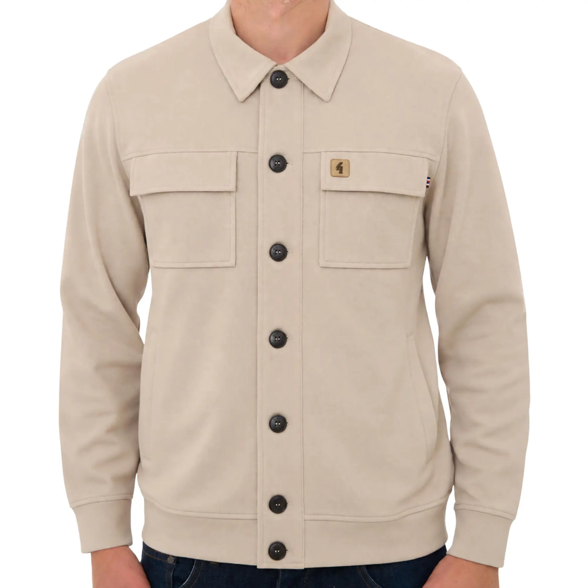 Buy Gabicci Vintage Stone Leigh Cotton Overshirt | Long-Sleeved Polo Shirtss at Woven Durham
