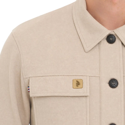 Buy Gabicci Vintage Stone Leigh Cotton Overshirt | Long-Sleeved Polo Shirtss at Woven Durham