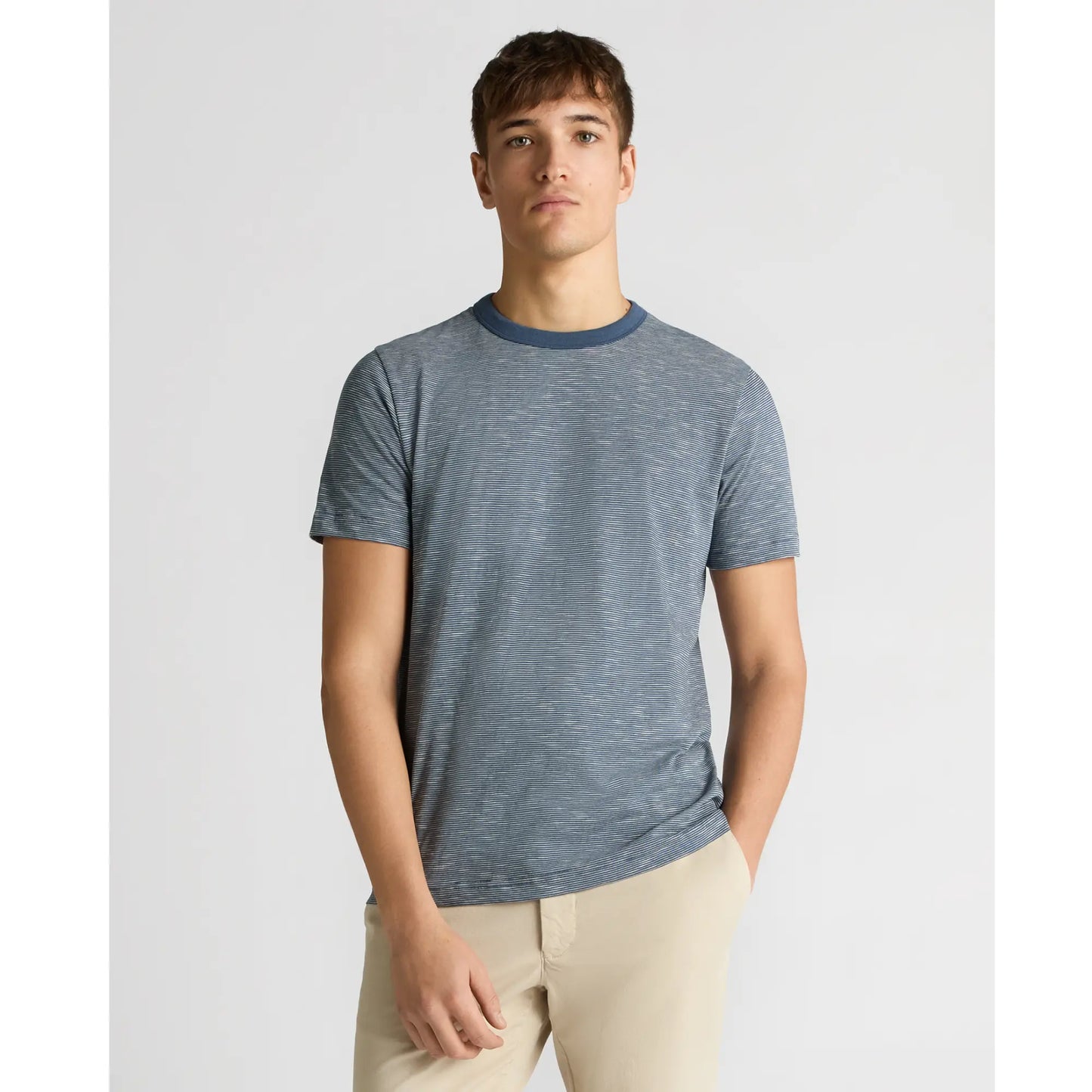 Buy Remus Uomo Stripe Crew-Neck T-Shirt - Blue | T-Shirtss at Woven Durham