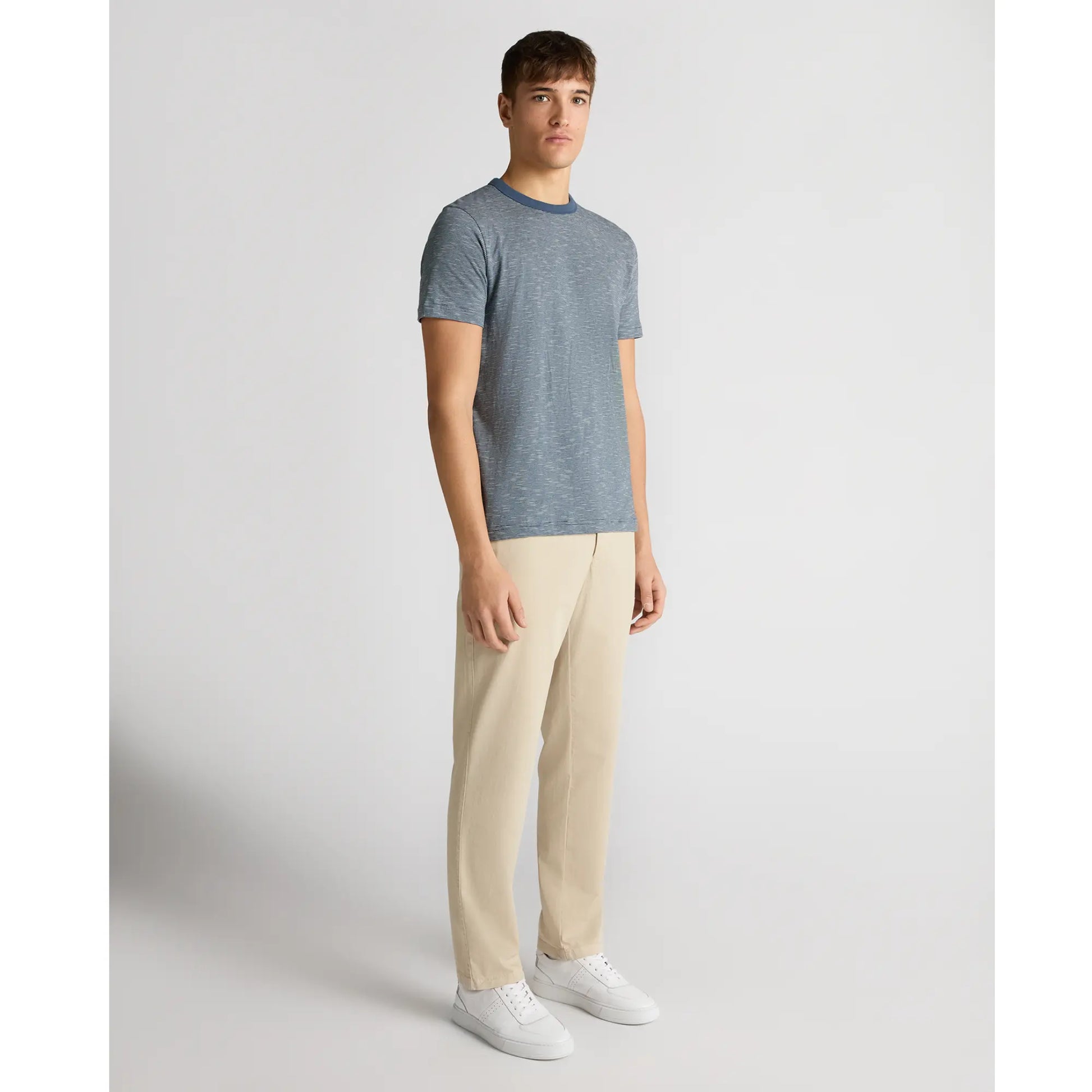 Buy Remus Uomo Stripe Crew-Neck T-Shirt - Blue | T-Shirtss at Woven Durham