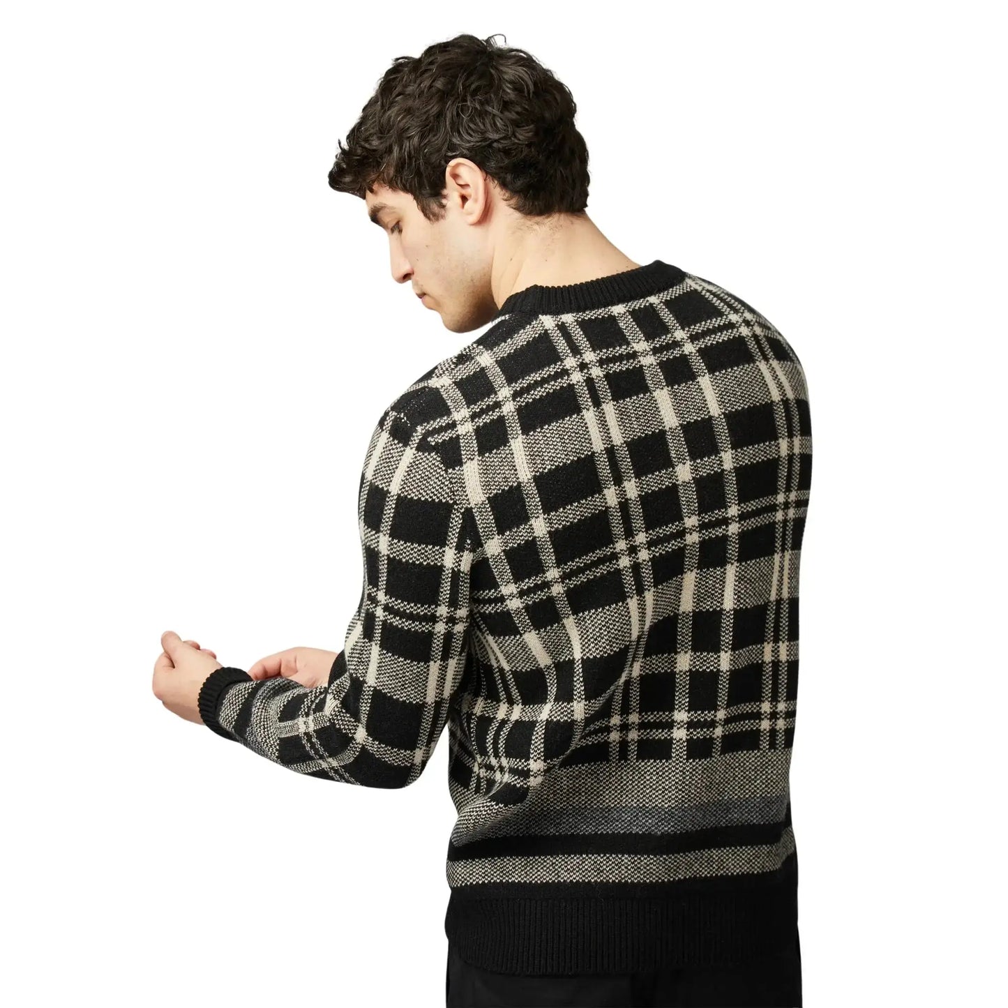 Buy Ben Sherman Tartan Jacquard Black Crew-Neck Jumper | Crew-Neck Jumperss at Woven Durham