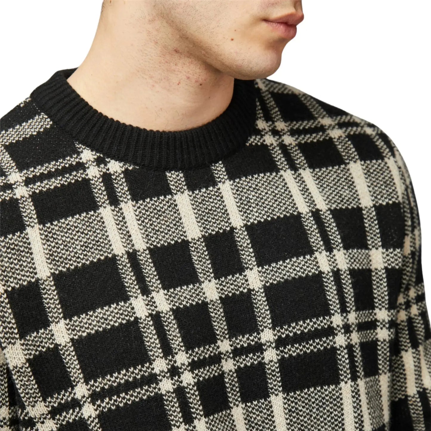 Buy Ben Sherman Tartan Jacquard Black Crew-Neck Jumper | Crew-Neck Jumperss at Woven Durham