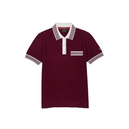 Buy Merc London Telary Knitted Polo - Burgundy | Short-Sleeved Polo Shirtss at Woven Durham