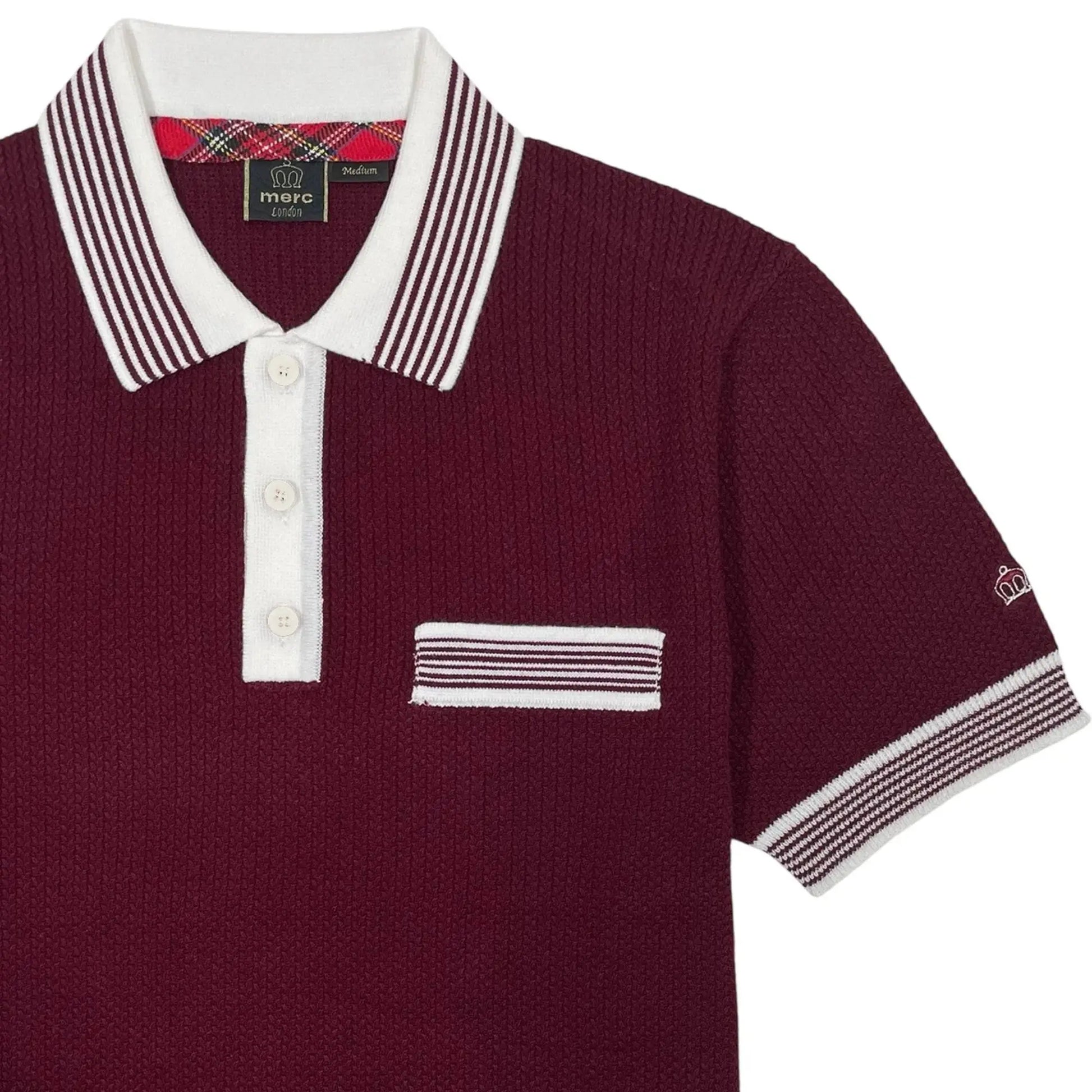 Buy Merc London Telary Knitted Polo - Burgundy | Short-Sleeved Polo Shirtss at Woven Durham