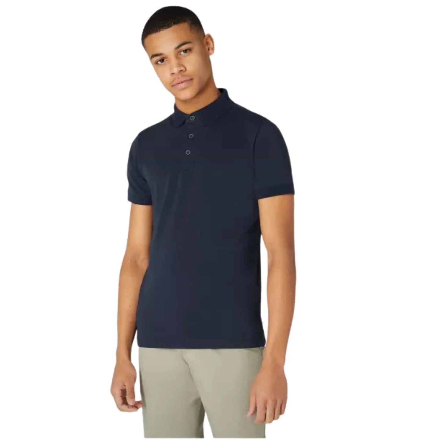 Buy Remus Uomo Textured Collar Stretch Polo Shirt - Navy | Short-Sleeved Polo Shirtss at Woven Durham