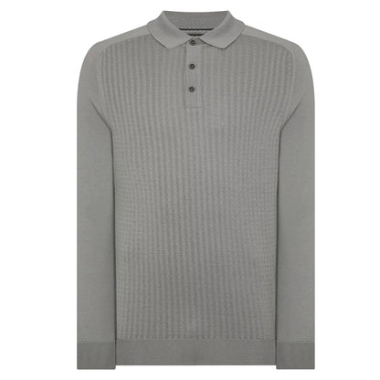 Buy Remus Uomo Textured Long Sleeve Polo - Grey | Crew-Neck Jumperss at Woven Durham