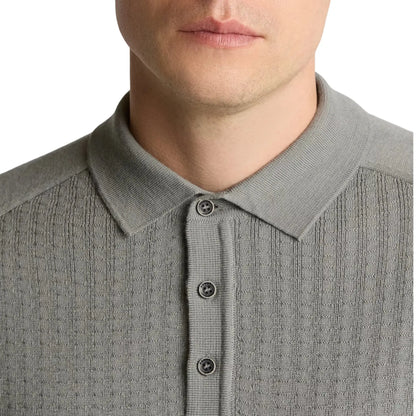 Buy Remus Uomo Textured Long Sleeve Polo - Grey | Crew-Neck Jumperss at Woven Durham