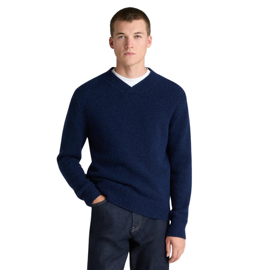 Buy Remus Uomo V-Neck Blue Sweater | Crew-Neck Jumperss at Woven Durham