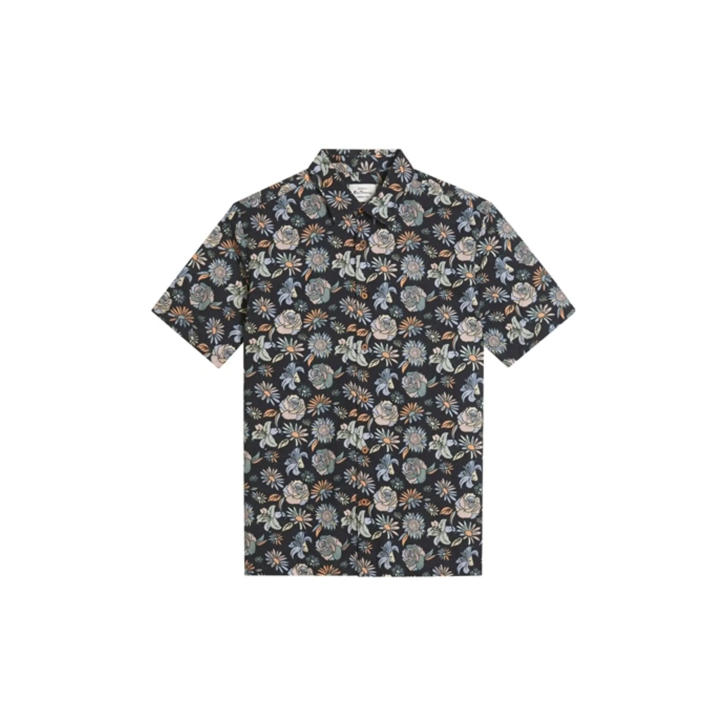 Buy Ben Sherman Watercolour Floral Print Short Sleeve Shirt - Black | Short-Sleeved Shirtss at Woven Durham