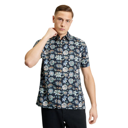 Buy Ben Sherman Watercolour Floral Print Short Sleeve Shirt - Black | Short-Sleeved Shirtss at Woven Durham