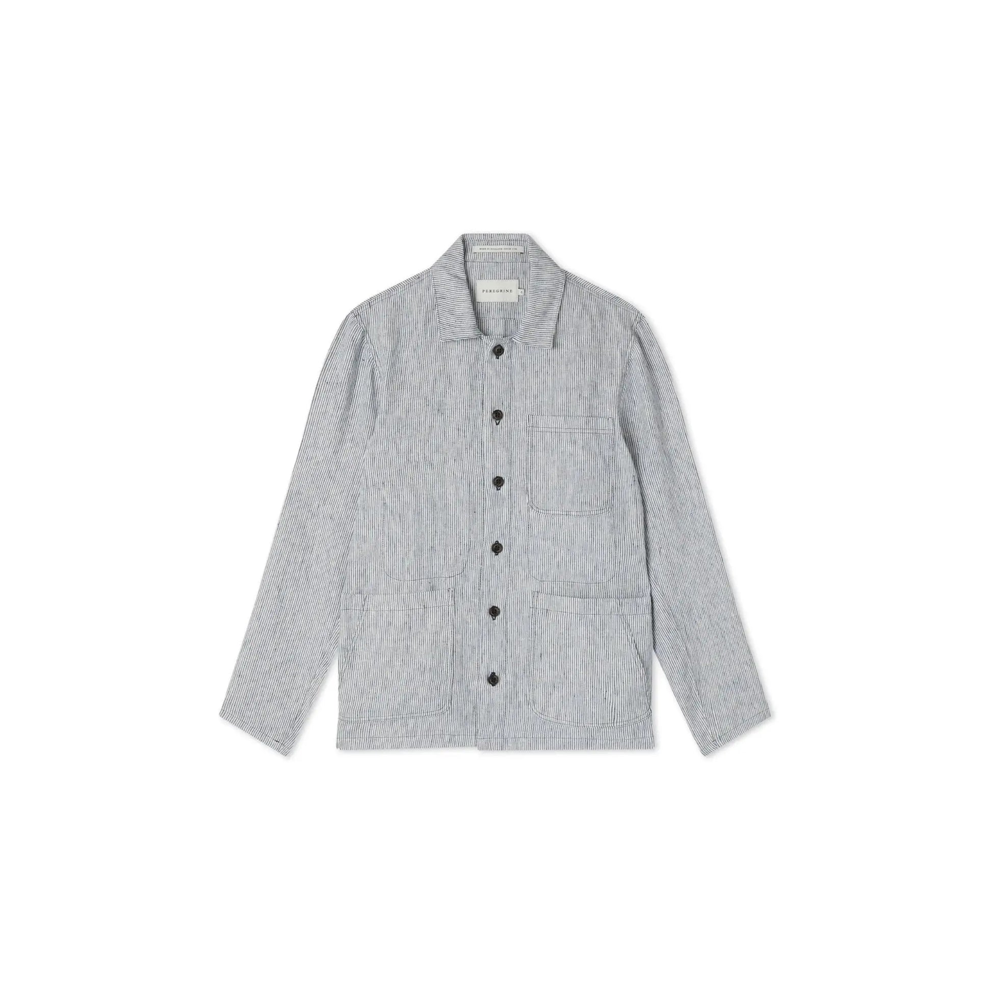 Buy Peregrine Windsor Linen Shacket - Navy Stripe | Overshirtss at Woven Durham