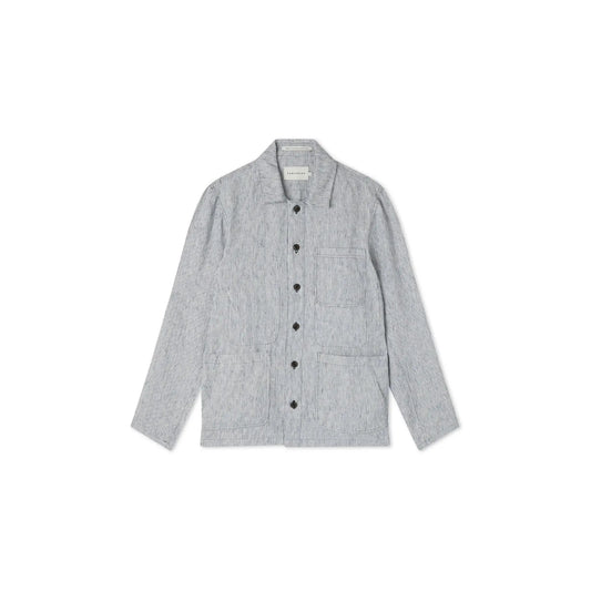 Buy Peregrine Windsor Linen Shacket - Navy Stripe | Overshirtss at Woven Durham