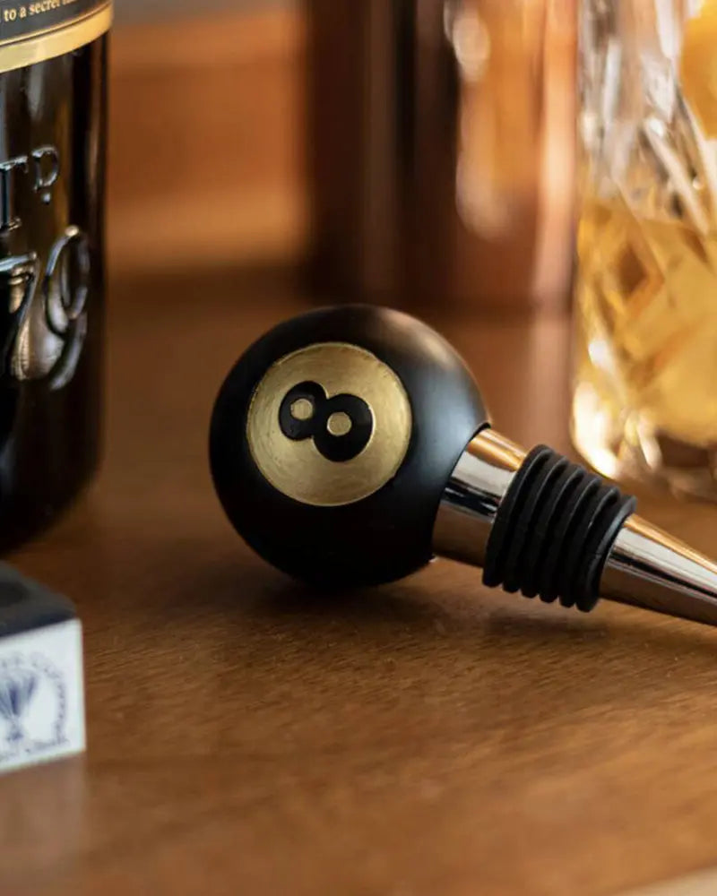 Iron & Glory 8 Ball Bottle Stop - Black / Gold From Woven Durham