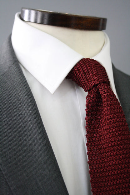 Knightsbridge Neckwear Burgundy Knitted Silk Tie From Woven Durham