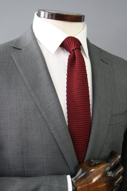 Knightsbridge Neckwear Burgundy Knitted Silk Tie From Woven Durham