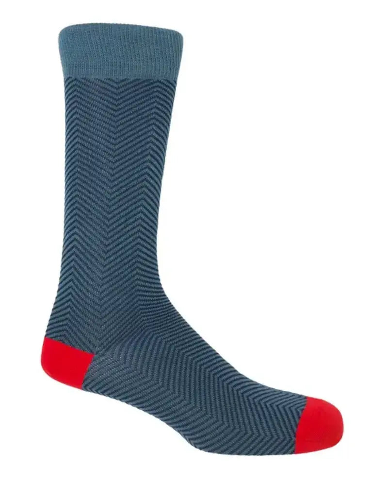 Buy Peper Harow Chevron Design Cotton Socks - Blue | Sockss at Woven Durham