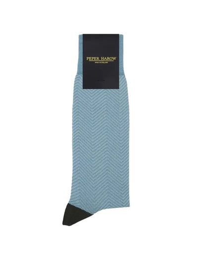 Buy Peper Harow Chevron Design Cotton Socks - Light Blue | Sockss at Woven Durham