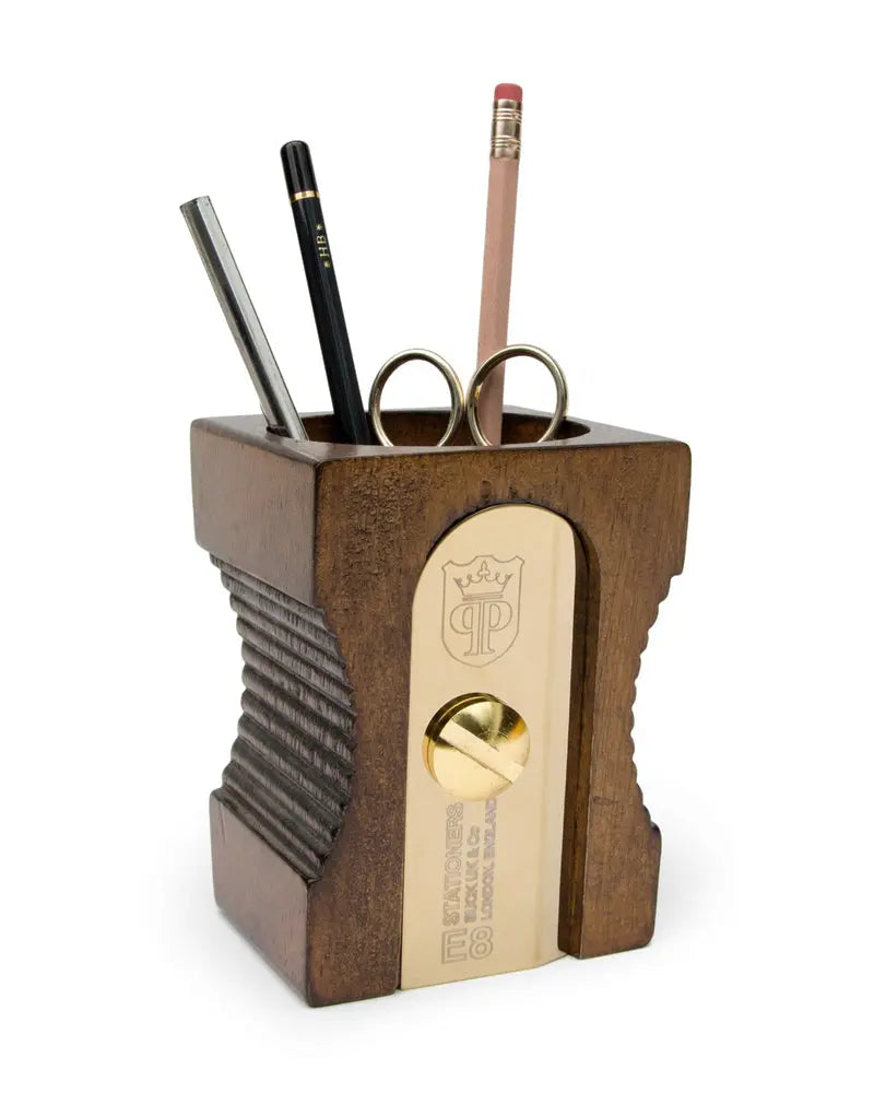 Dark Wood Giant 'Pencil Sharpener' Desk Tidy Suck UK