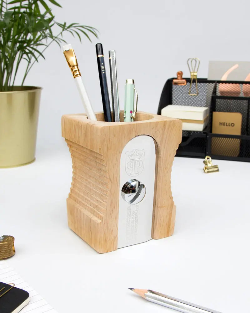 Dark Wood Giant 'Pencil Sharpener' Desk Tidy Suck UK