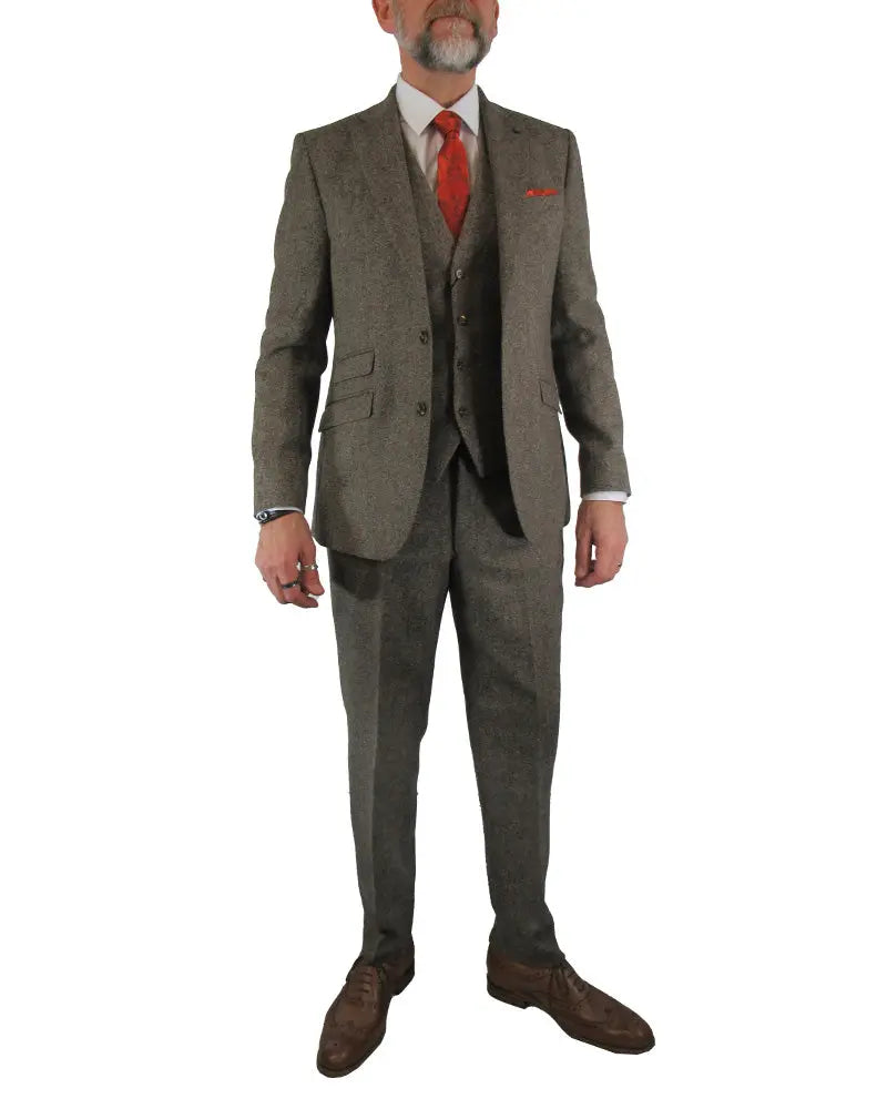 Torre Donegal Tweed Suit Trouser - Brown From Woven Durham