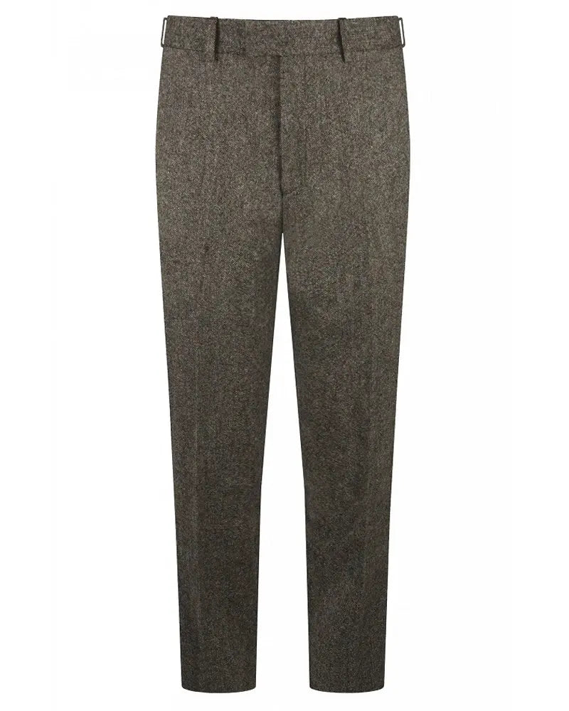 Torre Donegal Tweed Suit Trouser - Brown From Woven Durham