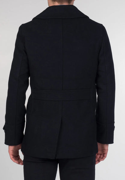 Doyle Dark Navy Pea Coat Merc London