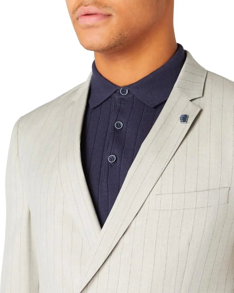 Buy Remus Uomo Franco Double Breasted Pinstripe Jacket - Grey | Blazerss at Woven Durham