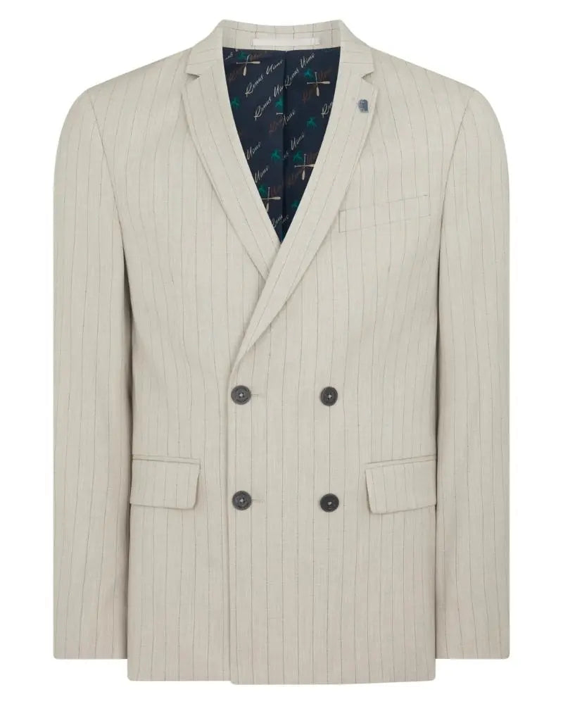 Buy Remus Uomo Franco Double Breasted Pinstripe Jacket - Grey | Blazerss at Woven Durham