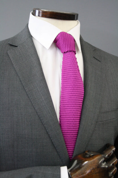 Fuchsia Pink Knitted Silk Tie Knightsbridge Neckwear