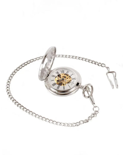 Half Hunter Mechanical Pocket Watch - Silver / Gold David Aster