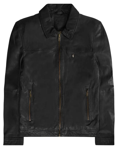 Buy Gabicci Vintage Harrington Leather Jacket - Black | Leather Jackets at Woven Durham