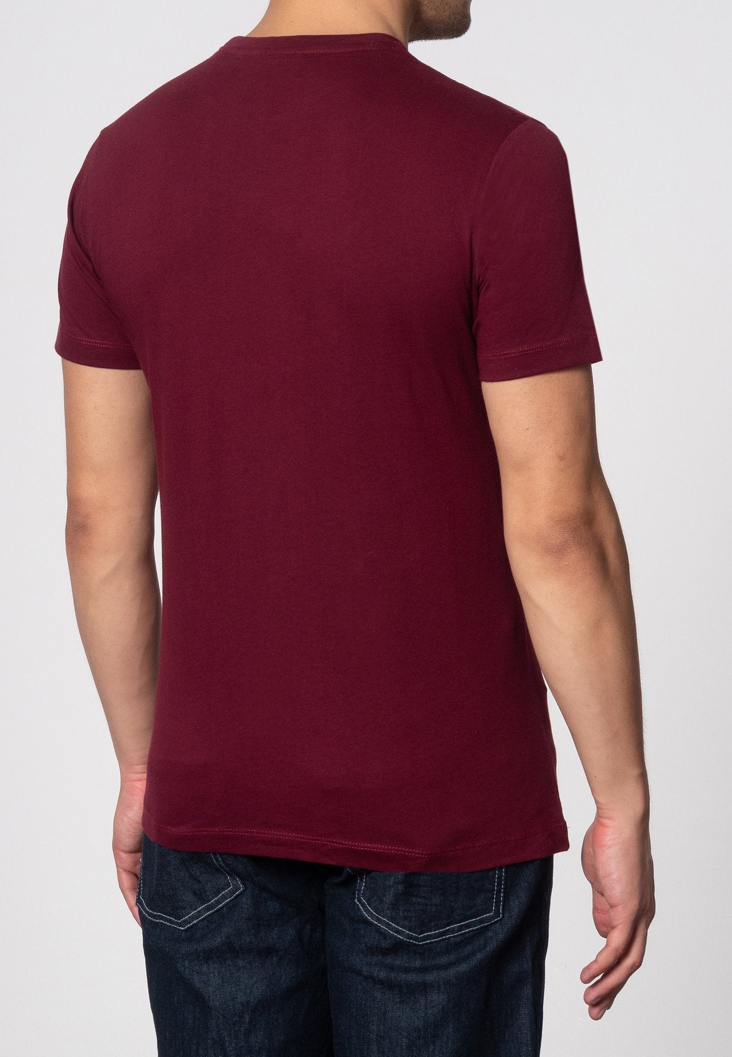 Merc London Keyport Wine Cotton T-Shirt From Woven Durham