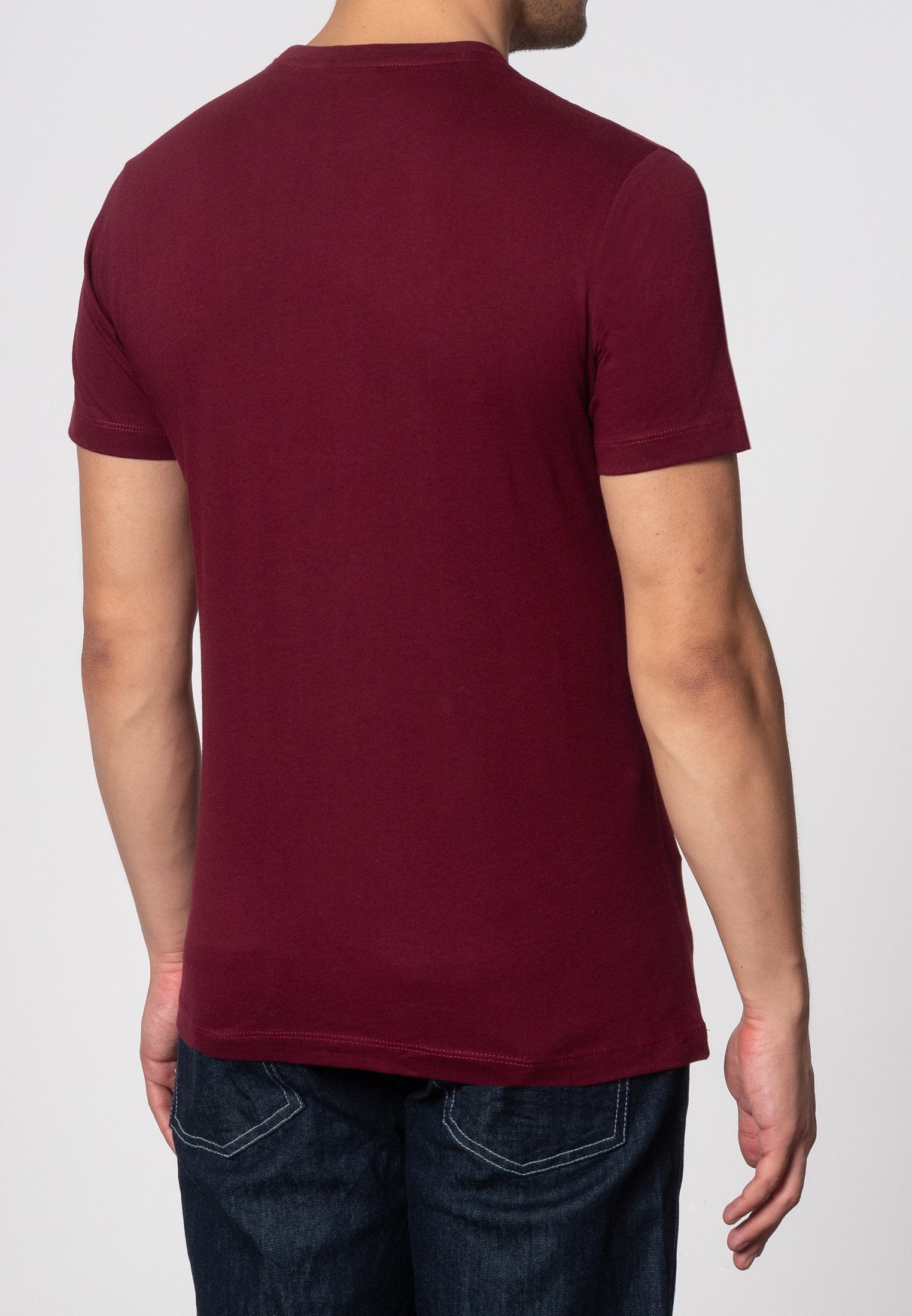 Merc London Keyport Wine Cotton T-Shirt From Woven Durham