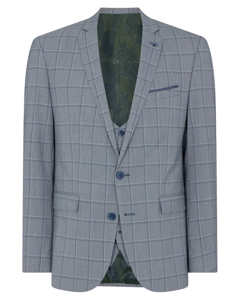 Luca Check Suit Jacket - Blue Remus Uomo