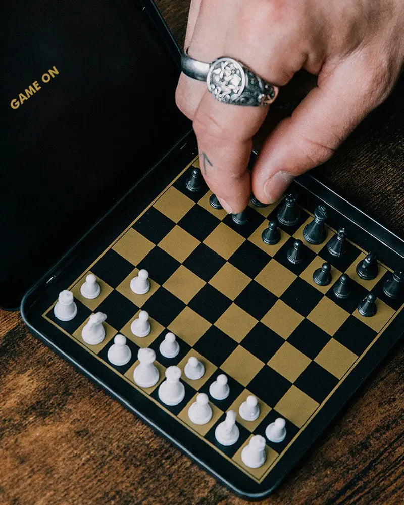 Magnetic Travel Chess - Black / Gold Iron & Glory