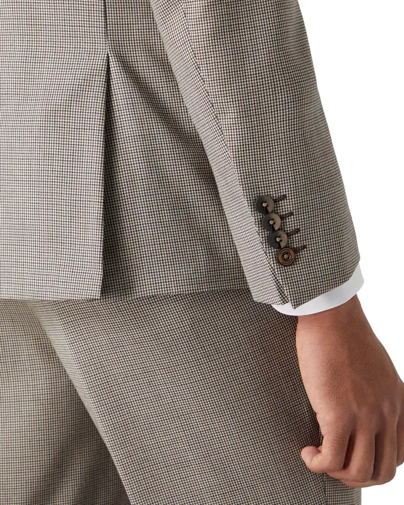 Remus Uomo Mario Micro Houndstooth Suit Jacket - Beige From Woven Durham