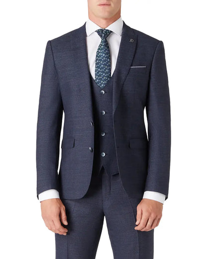 Mario Textured Suit Jacket - Navy Remus Uomo