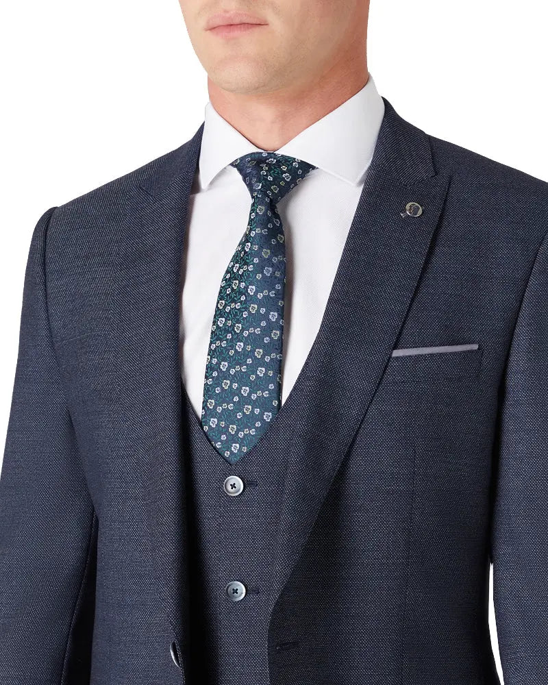 Mario Textured Suit Jacket - Navy Remus Uomo