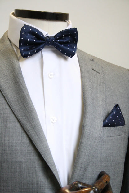 Micro Polka Dot Pre-Tied Silk Bow Tie - Navy / White Knightsbridge Neckwear