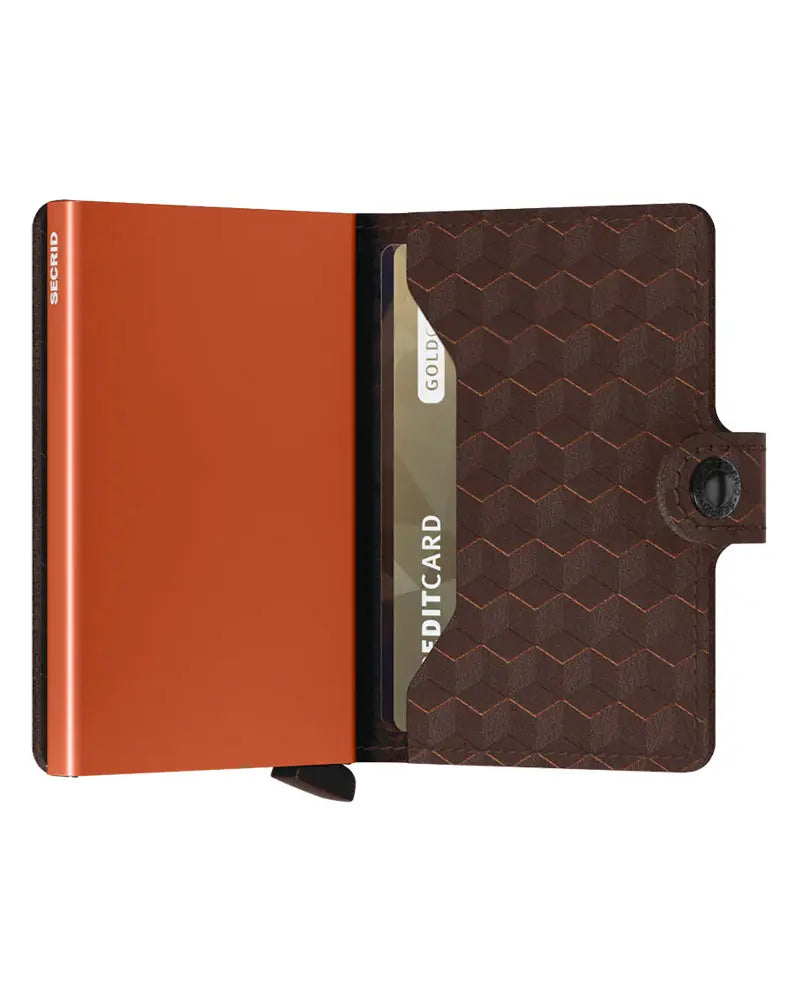 Secrid Mini Leather Wallet - Optical Brown / Orange | Woven Durham