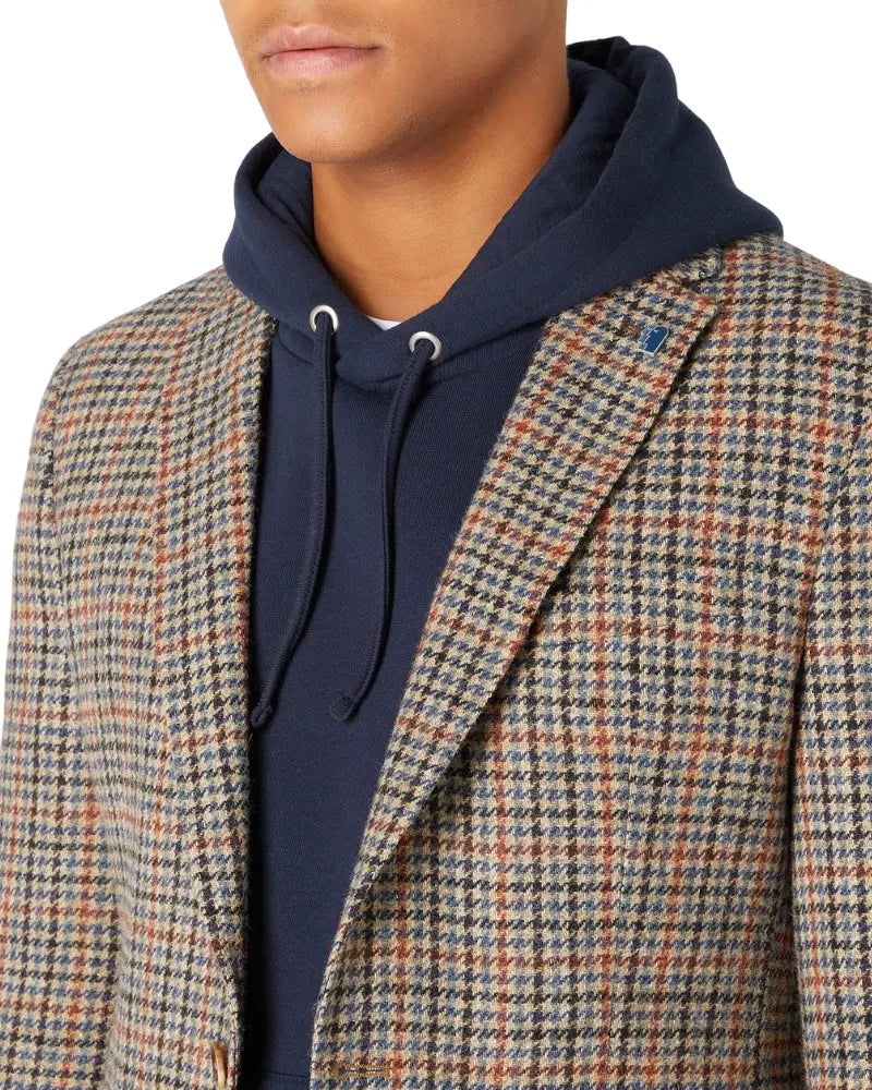 Buy Remus Uomo Neto Houndstooth Blazer - Beige | Blazerss at Woven Durham