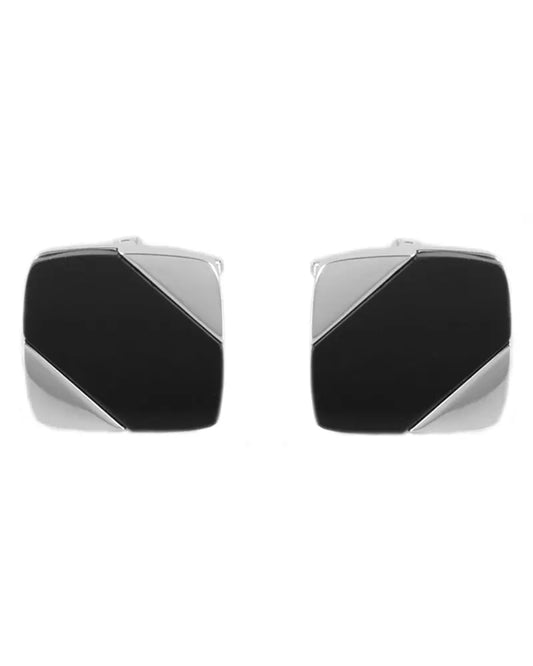 Onyx Square Cufflinks - Silver Dalaco