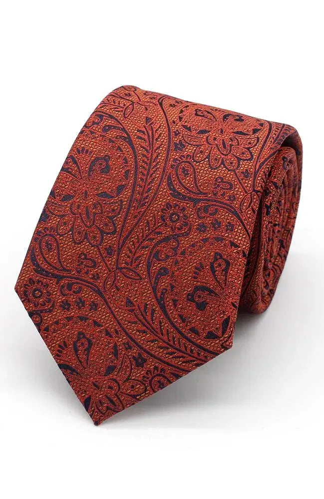 Knightsbridge Neckwear Paisley Print Silk Tie - Burnt Orange From Woven Durham