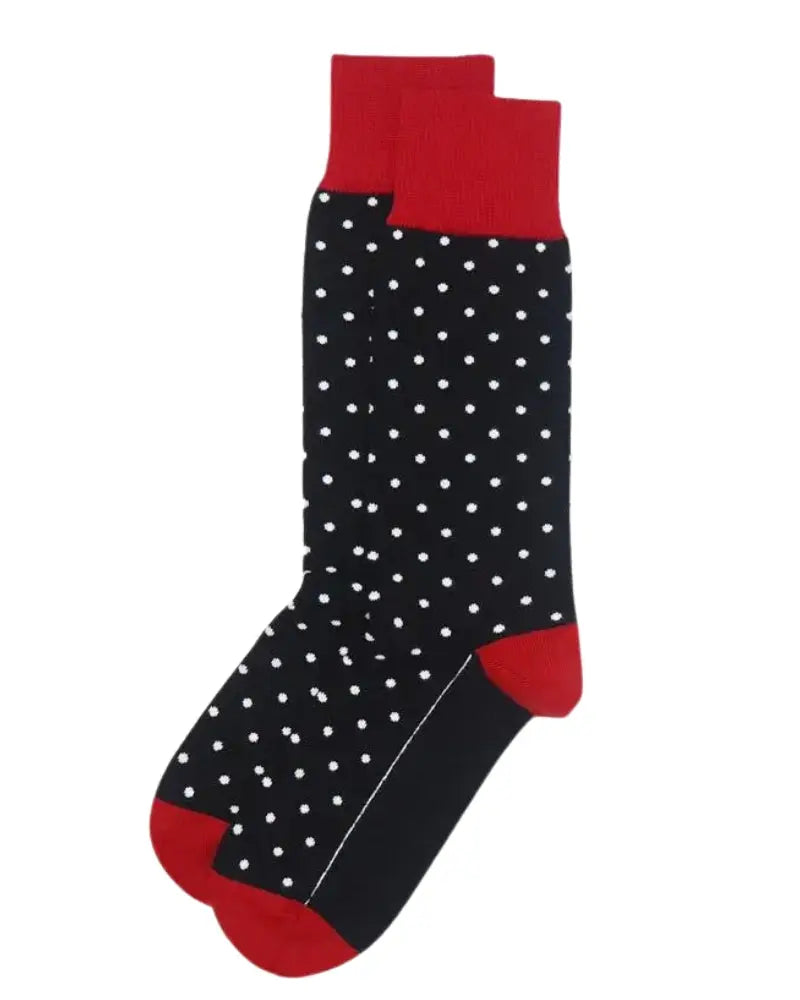 Buy Peper Harow Polka Dot Cotton Socks - Black / Red | Sockss at Woven Durham