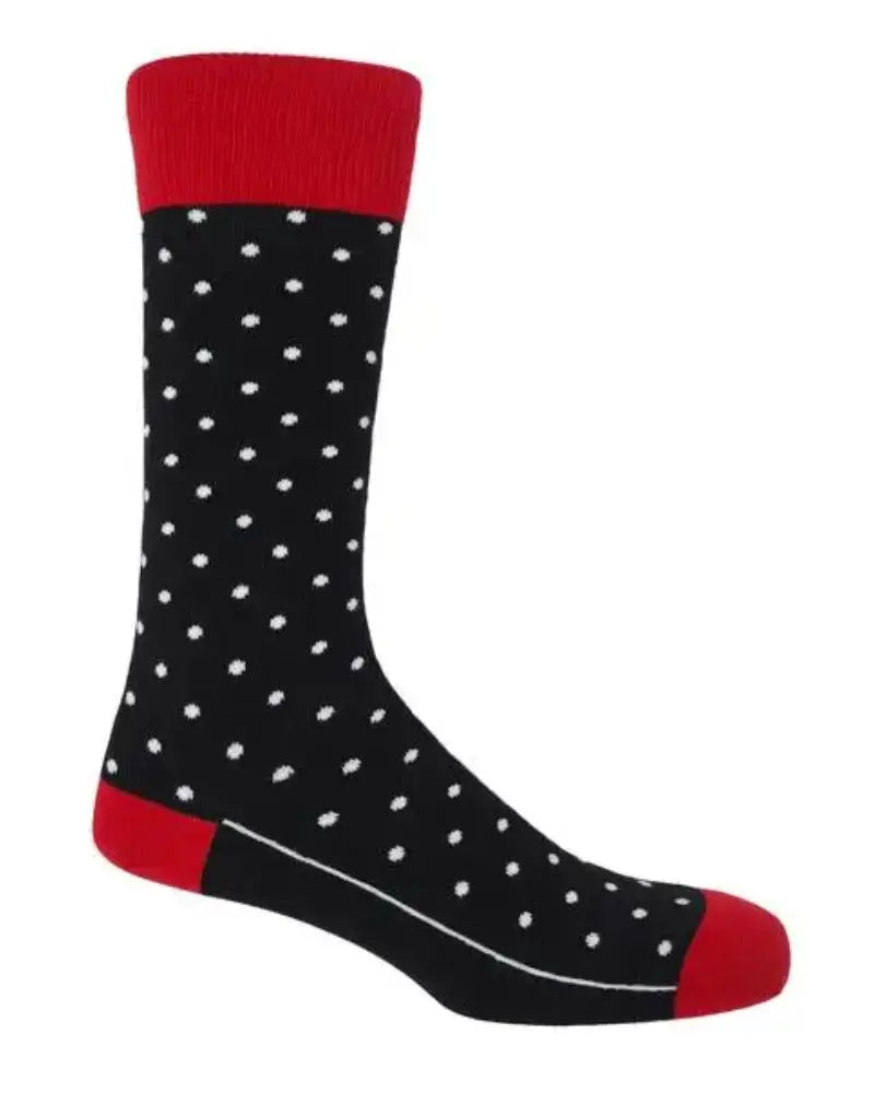 Buy Peper Harow Polka Dot Cotton Socks - Black / Red | Sockss at Woven Durham