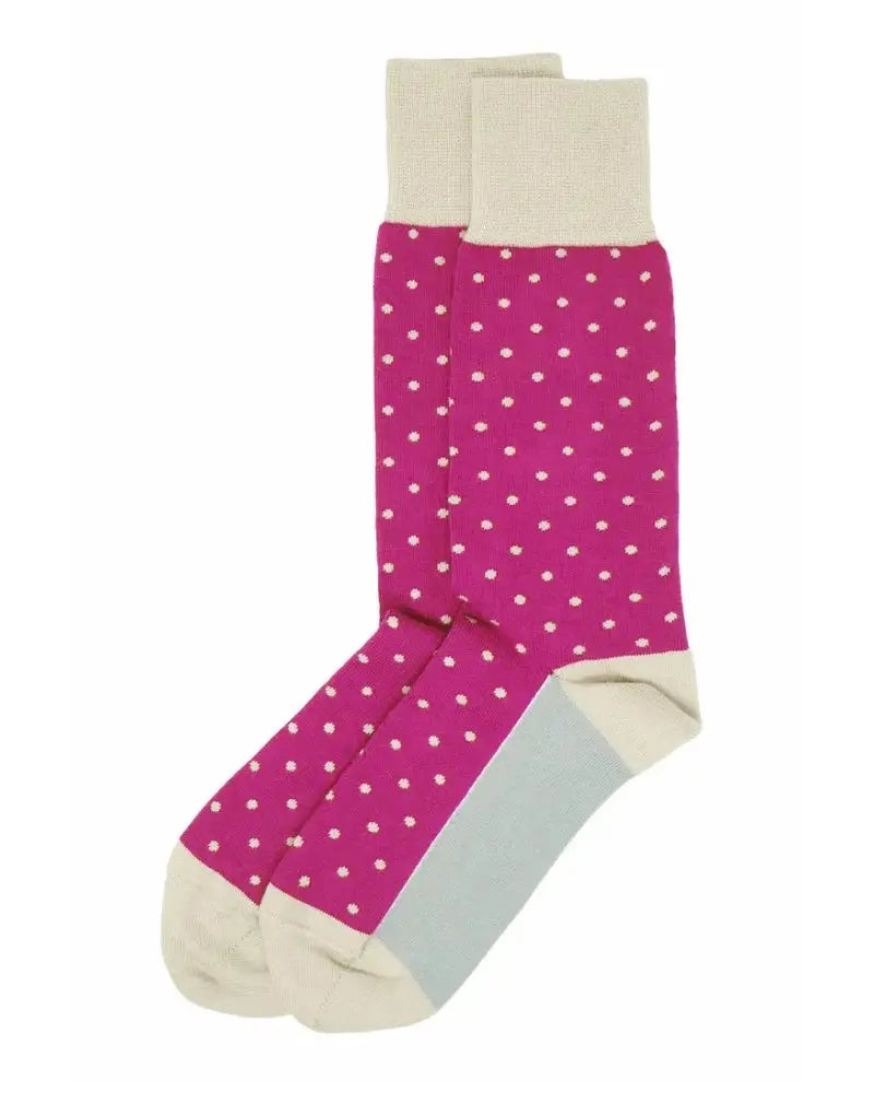 Buy Peper Harow Polka Dot Cotton Socks - Fuchsia Pink / Cream | Sockss at Woven Durham